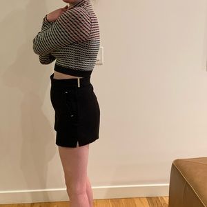 Black High Waisted Shorts with Gold Details